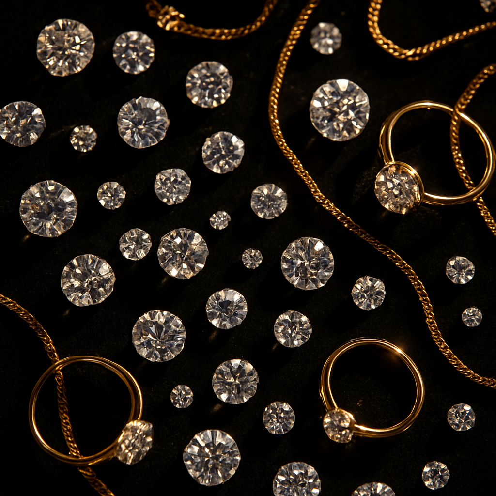 Loose diamonds on velvet